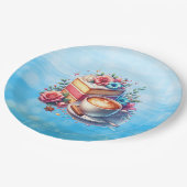 コーヒーとお誕生日ケーキ パーソナライズされた ペーパープレート (アングル)