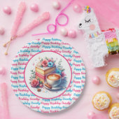 コーヒーとお誕生日ケーキ パーソナライズされた ペーパープレート (パーティー)