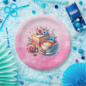 コーヒーとお誕生日ケーキ パーソナライズされた ペーパープレート (パーティー)