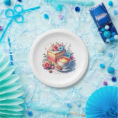 コーヒーとお誕生日ケーキ パーソナライズされた ペーパープレート (パーティー)