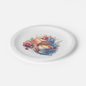 コーヒーとお誕生日ケーキ パーソナライズされた ペーパープレート (アングル)