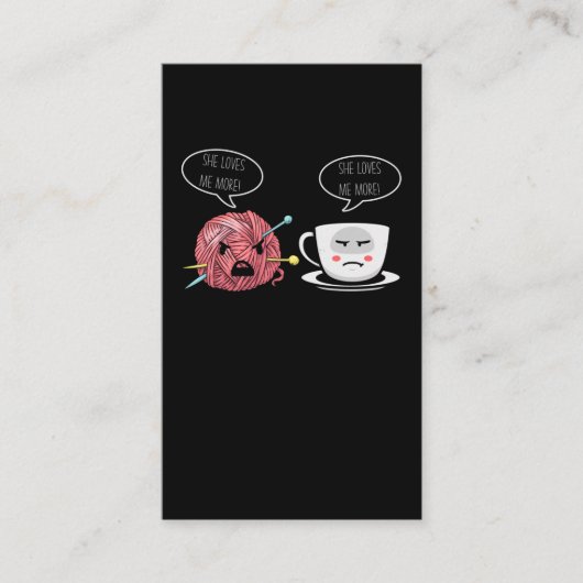 コーヒーとかぎ取りの女性かぎ糸ユーモア 名刺 (正面)
