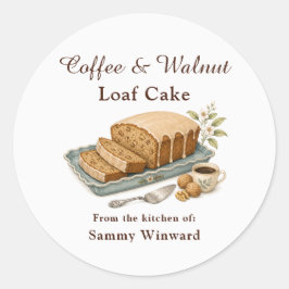 コーヒーとくるみのパウンドケーキギフト用ラベル ラウンドシール