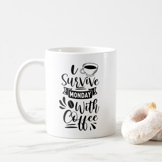 コーヒーとともに月曜日を乗り切る コーヒーマグカップ (ドーナツ)