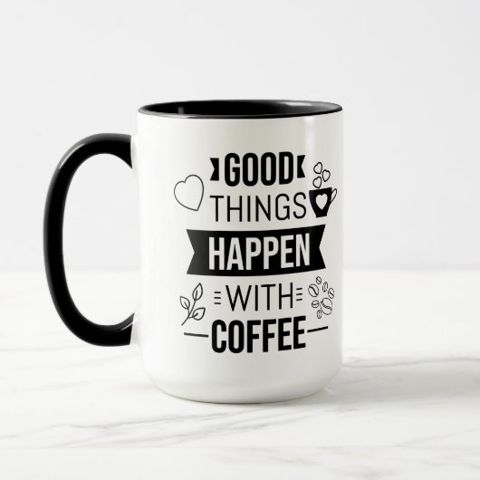 コーヒーとともに良いことが起こる ポジティブな名言 マグカップ (左)