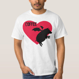 コーヒーとの飛んでいるな豚のよう Tシャツ