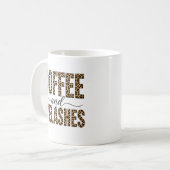 コーヒーとまつ毛 ヒョウ柄 マツエクアーティスト コーヒーマグカップ (正面左)