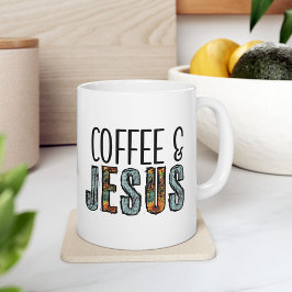 コーヒーとイエス キリスト教のグラフィック ジャンボコーヒーマグカップ