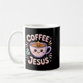 コーヒーとイエス キリスト教の信仰マグカップ クロス コーヒーマグカップ (左)