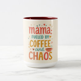 コーヒーとカオスに支えられるママ 楽しい母の日 ツートーンマグカップ