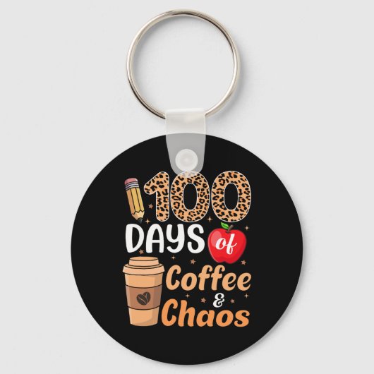 コーヒーとカオスの100日先生キッズ100日目 キーホルダー (正面)