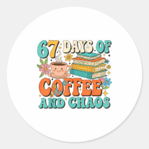 コーヒーとカオスを愛する人のための面白い67日間のギフト 67 Meme Si ラウンドシール