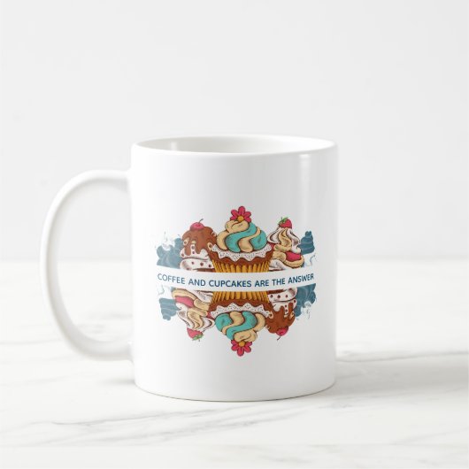 コーヒーとカップケーキが答えおもしろいことわざ コーヒーマグカップ (左)