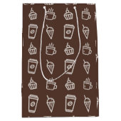 コーヒーとカップケーキパターン ミディアムペーパーバッグ (正面)