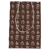 コーヒーとカップケーキパターン ミディアムペーパーバッグ (裏面)