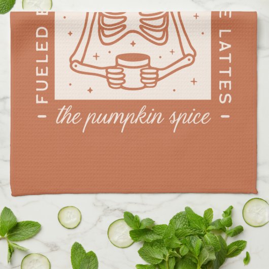 コーヒーとカボチャのスパイスラテで燃料を供給する キッチンタオル (折り畳み)