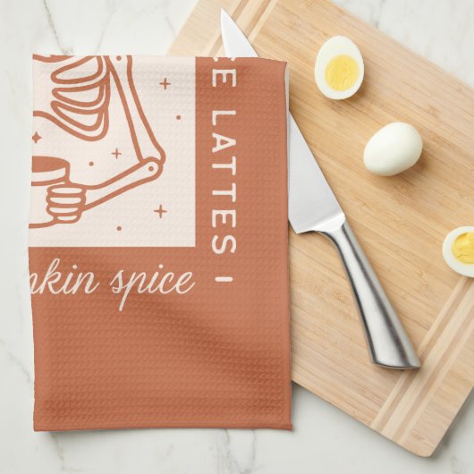 コーヒーとカボチャのスパイスラテで燃料を供給する キッチンタオル (四つ折り)