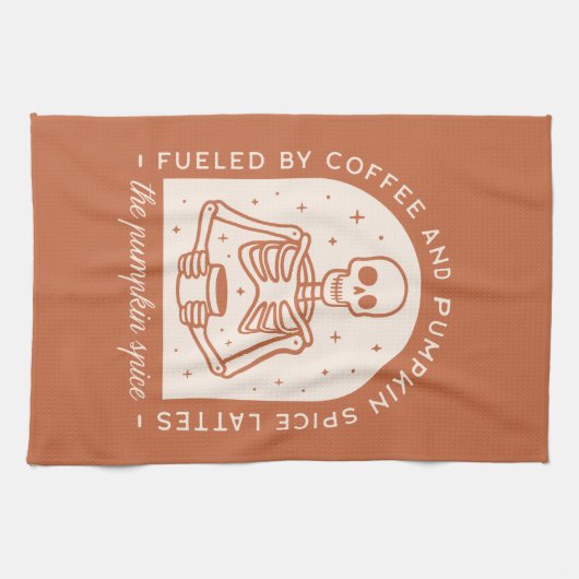 コーヒーとカボチャのスパイスラテで燃料を供給する キッチンタオル (横)