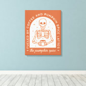 コーヒーとカボチャのスパイスラテで燃料を供給する キャンバスプリント (インサイチュ (ウッドフロア))