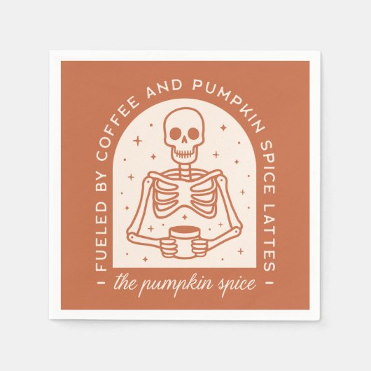 コーヒーとカボチャのスパイスラテで燃料を供給する スタンダードカクテルナプキン (正面)