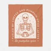 コーヒーとカボチャのスパイスラテで燃料を供給する フリースブランケット (正面)