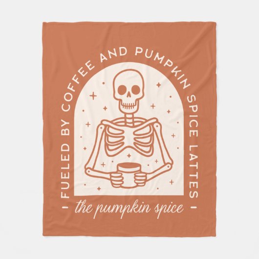 コーヒーとカボチャのスパイスラテで燃料を供給する フリースブランケット (正面)