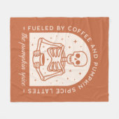 コーヒーとカボチャのスパイスラテで燃料を供給する フリースブランケット (正面(横))