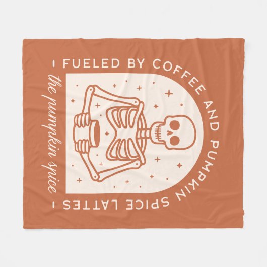 コーヒーとカボチャのスパイスラテで燃料を供給する フリースブランケット (正面(横))