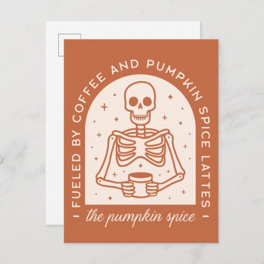 コーヒーとカボチャのスパイスラテで燃料を供給する ポストカード (正面/裏面)