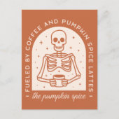 コーヒーとカボチャのスパイスラテで燃料を供給する ポストカード (正面)