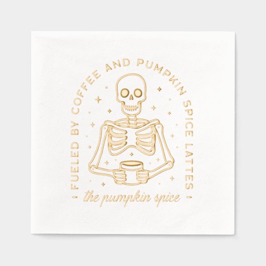コーヒーとカボチャのスパイスラテで燃料を供給する 箔ナプキン (正面)