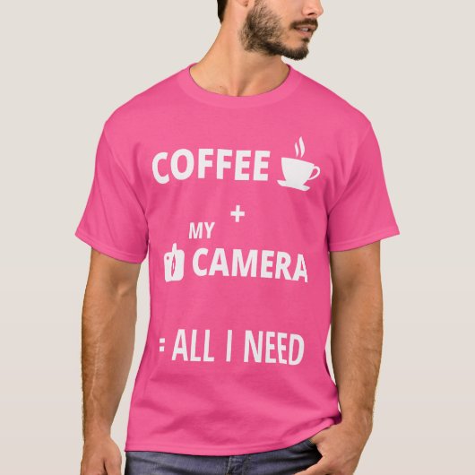 コーヒーとカメラがあればいい カメラ女子 Tシャツ (正面)