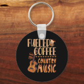 コーヒーとカントリー・ミュージックで盛り上がる キーホルダー (正面)