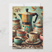 コーヒーとカードが集まる招待状 招待状 (裏面)