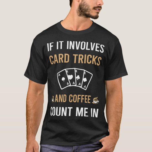 コーヒーとカードの操作トリック Tシャツ (正面)