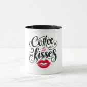 コーヒーとキス – ロマンチックなカップ マグカップ (中央)
