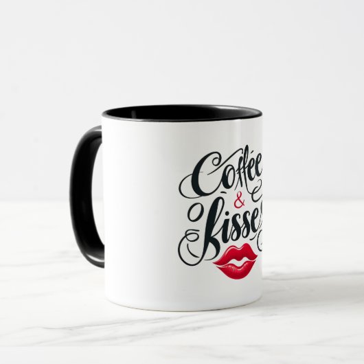 コーヒーとキス – ロマンチックなカップ マグカップ (正面左)