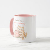 コーヒーとキュートさでできています ピンクのかわいい猫 マグカップ (正面左)