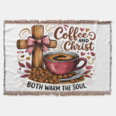 コーヒーとキリストが魂を温める スローブランケット (正面)