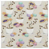 コーヒーとクッキーがパターンを扱う ファブリック (クローズアップ)