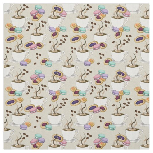 コーヒーとクッキーがパターンを扱う ファブリック (見本)