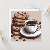 コーヒーとクッキーのカップ カード (正面/裏面インサイチュ)