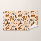 コーヒーとクッキーのパターン バスタオルセット (ハンドタオル)