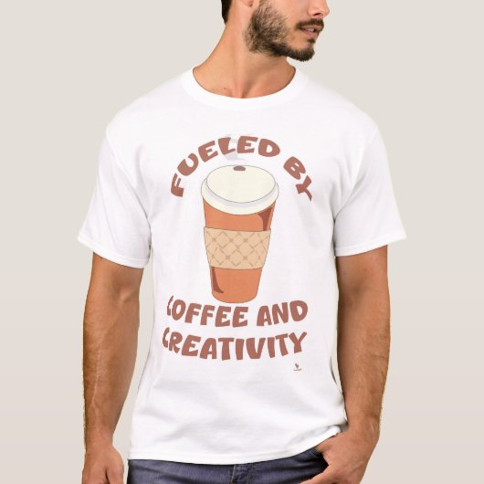コーヒーとクリエイティビティのおもしろいスローガンに煽られる Tシャツ (正面)
