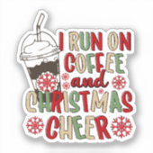コーヒーとクリスマスの喜びで動く シール (正面)