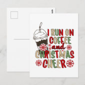 コーヒーとクリスマスの喜びで動く ポストカード (正面/裏面)