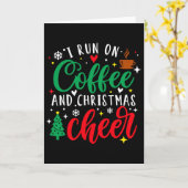 コーヒーとクリスマスの喜びで動く 面白いコーヒー好き カード (黄色い花)