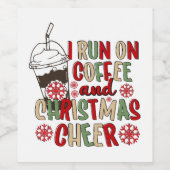 コーヒーとクリスマスの喜びで走る ワインラベル (シングルラベル)