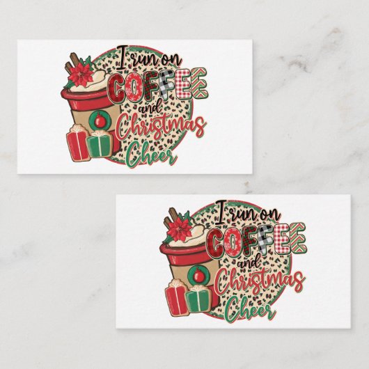 コーヒーとクリスマスの喜びで走る 名刺 (正面/裏面)