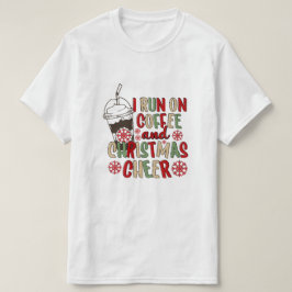 コーヒーとクリスマスの喜びで走る Tシャツ